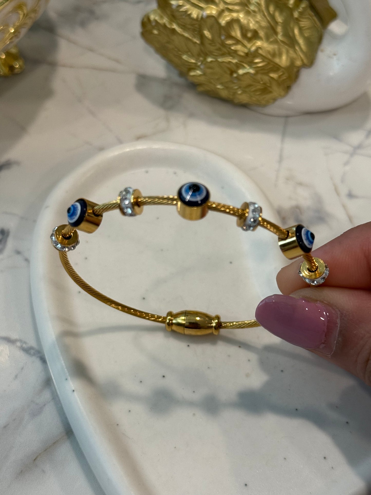 Evil eye bangle openable