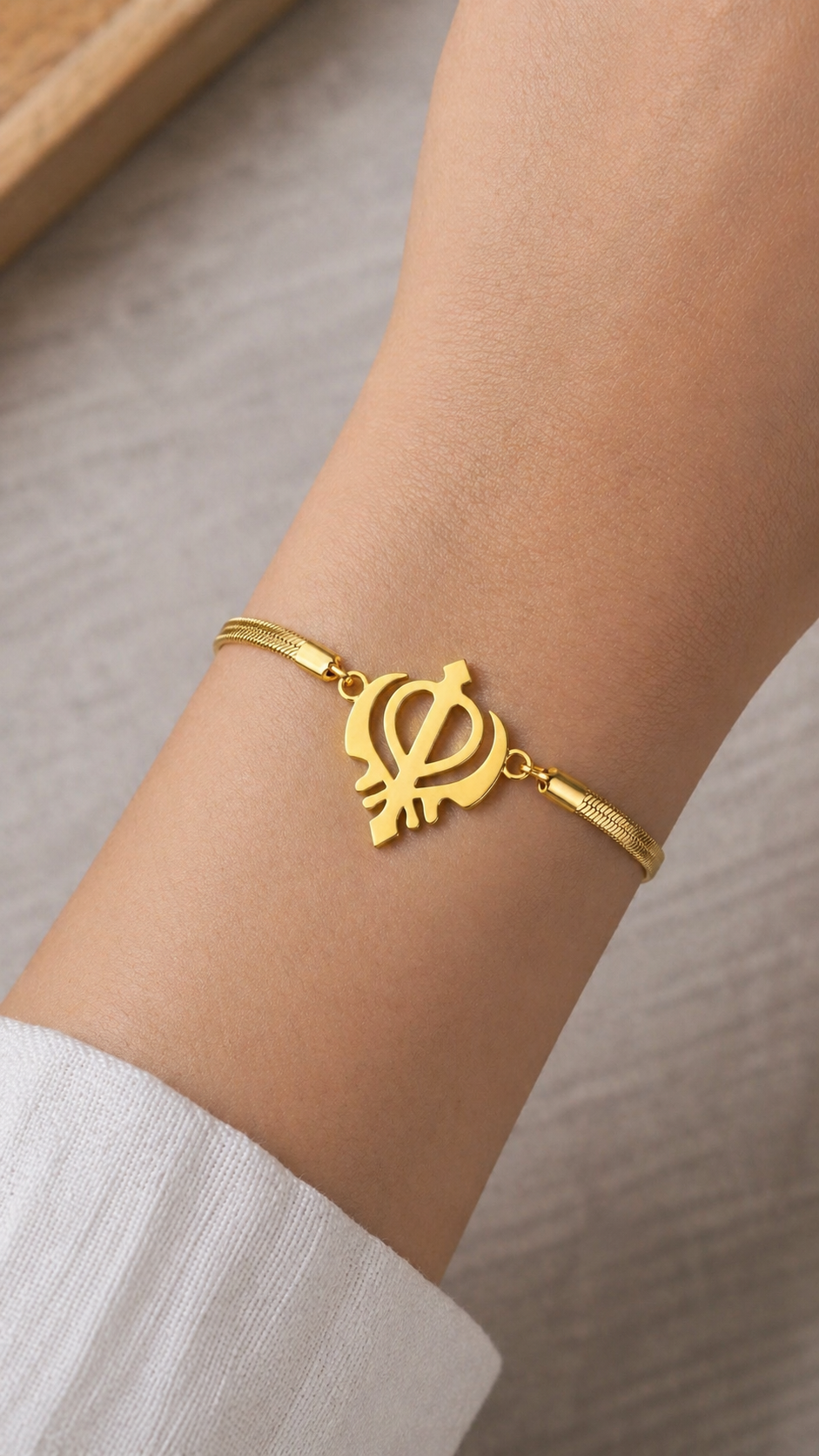 Khanda bracelet with snake chain