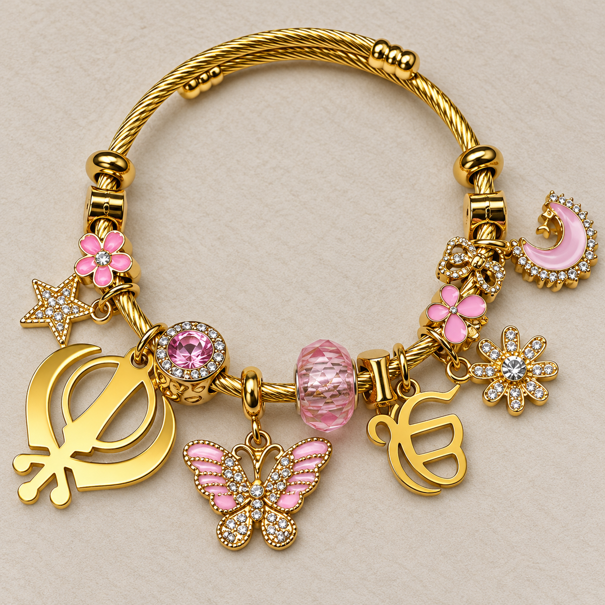 Pink charms bracelet