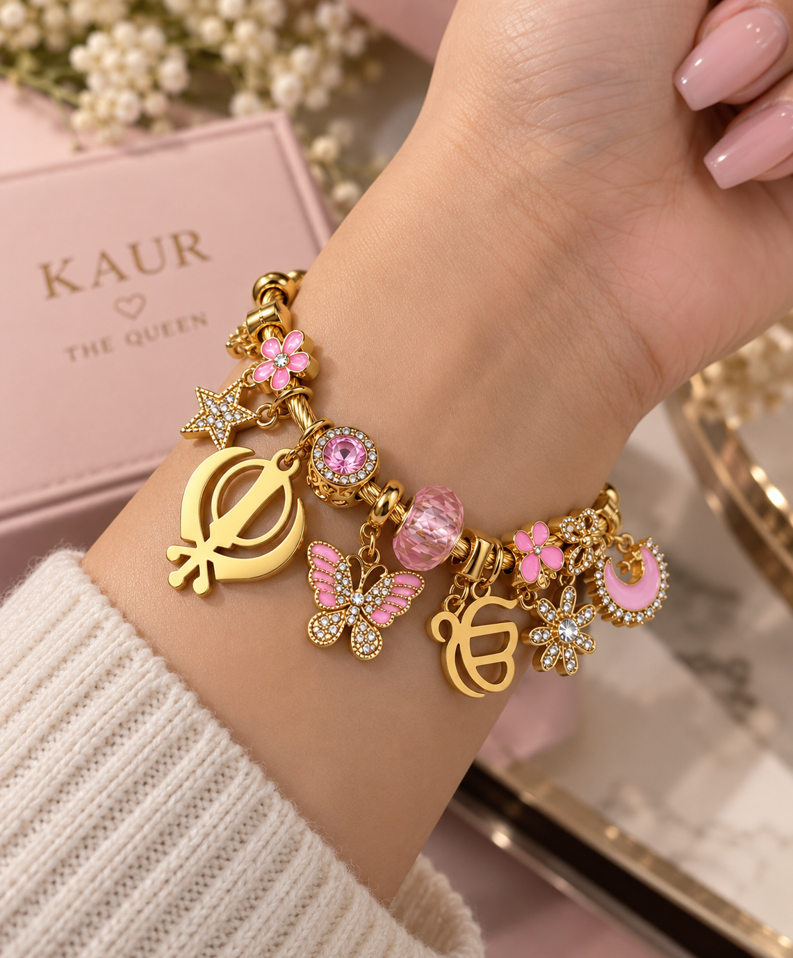 Pink charms bracelet