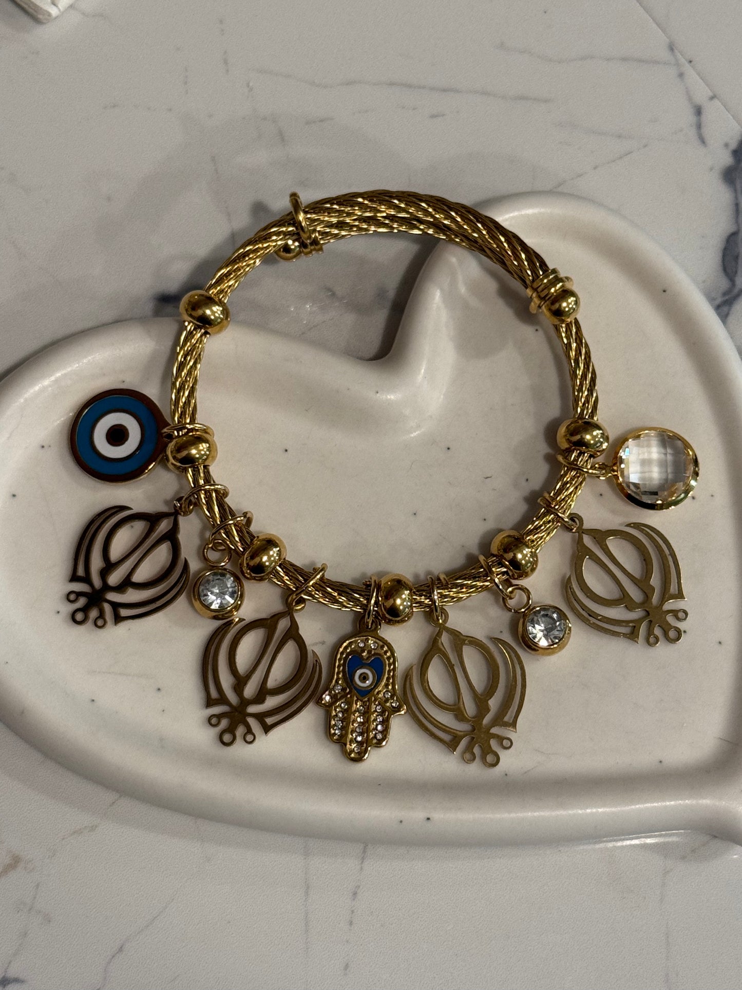 4 khanda charm bangle