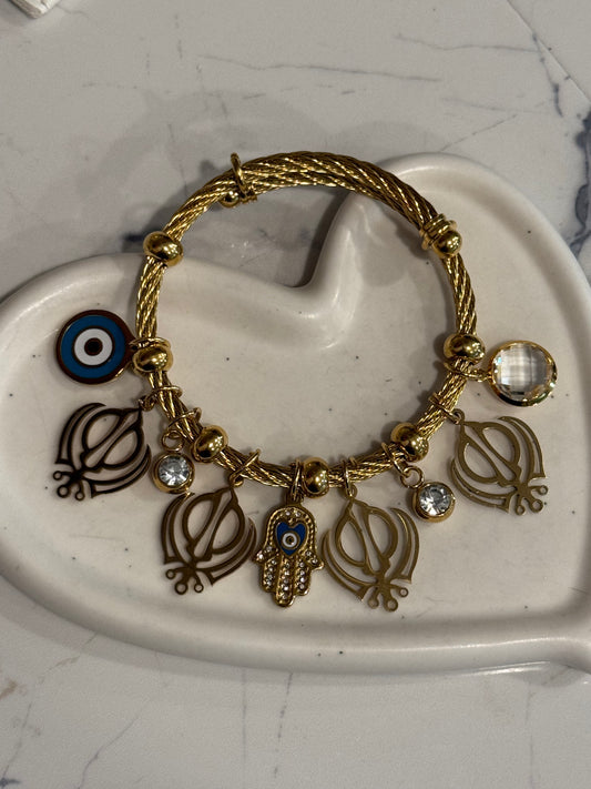 4 khanda charm bangle