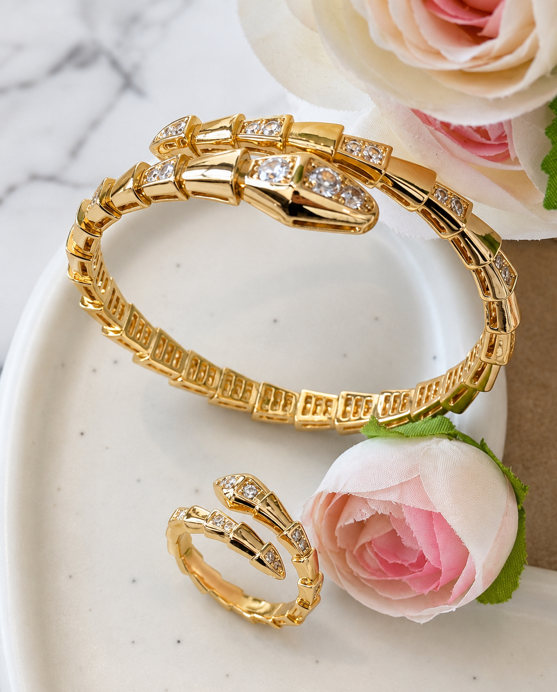 Snake bracelet with ring