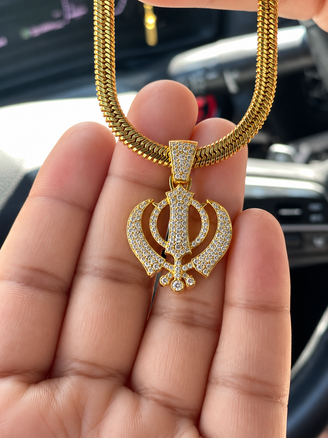 Khanda with snake snake chain